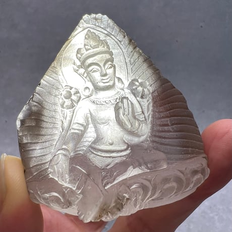 【ガウリシャンカール産】天然ヒマラヤスモーキークォーツ "グリーンターラ"仏像/Gaurishankar HimalayanSmoky "Green Tara"Statue