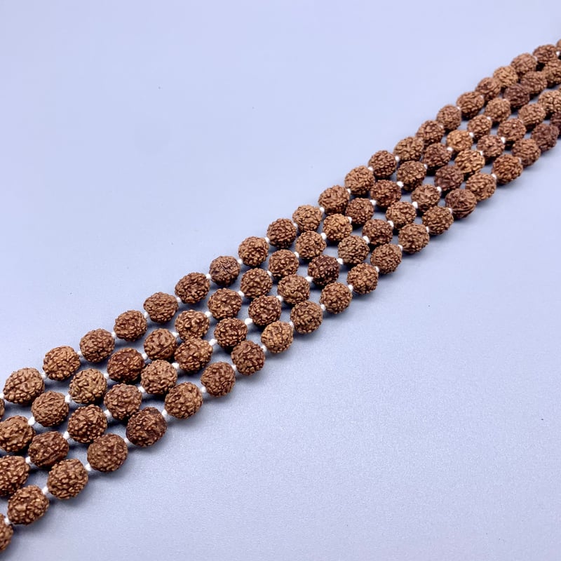 ヒマラヤ水晶×菩提樹(ルドラクシャ)　マーラー ルドラクシャ・マーラー：sacred-rudraksha-mala（ターコイズ