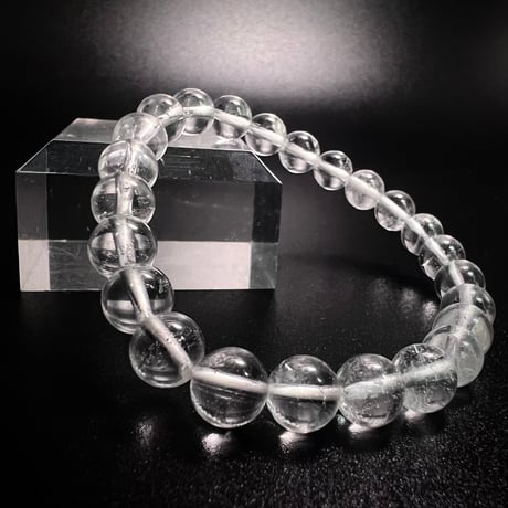 【アンナプルナ産】"手磨き加工"天然ヒマラヤ水晶ブレスレット8mm内径16cm/Annapurna Himalayan Quartz  Bracelet①