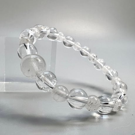 【カイラス産】"手磨き"天然ヒマラヤ水晶デザインブレスレット/Kailash Himalayan Quartz Design Bracelet