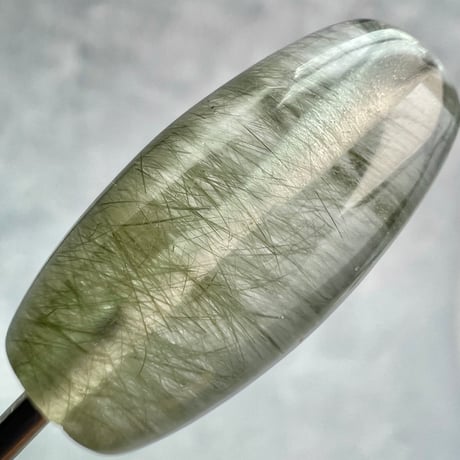 【ガネッシュヒマール産】アクチノライトイン天然ヒマラヤ水晶 樽型ビーズ⑤/Ganesh Himal Actinolite&Chlorite in Himalayan Quartz