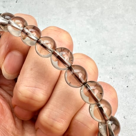 【ガウリシャンカール産】"手磨き加工"天然ヒマラヤスモーキークォーツブレスレット8m内径17/Gaurishankar Himalayan Smoky Quartz Bracelet