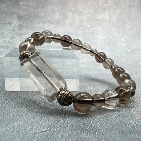 【ガウリシャンカール産】"手磨き加工"天然ヒマラヤスモーキークォーツデザインブレスレット/Gaurishankar Himalayan Smoky Quartz Design Bracelet