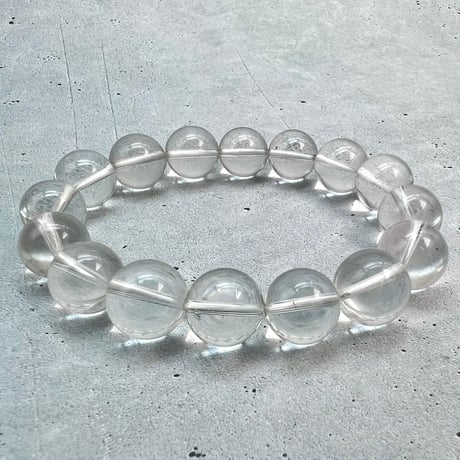 【カイラス産】"手磨き"天然ヒマラヤ水晶ブレスレット12mm内径16cm/Kailash Himalayan Quartz Bracelet