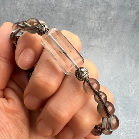【ガウリシャンカール産】"手磨き加工"天然ヒマラヤスモーキークォーツデザインブレスレット/Gaurishankar Himalayan Smoky Quartz Design Bracelet
