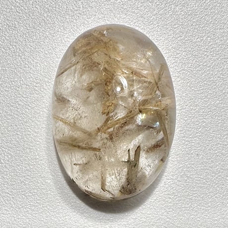 ガネッシュヒマール産アクチノライトインヒマラヤ水晶"手磨き加工"ルース② Ganesh Himal Actinolite in Himalayan Quartz Loose