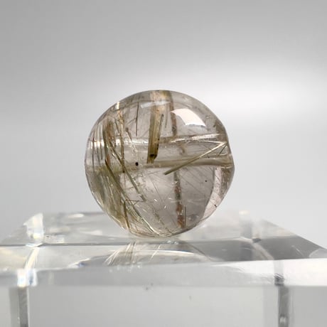 【ガネッシュヒマール産】11mm"手磨き加工"アクチノライトイン天然ヒマラヤ水晶ビーズ/Ganesh Himal Actinolite in Himalayan Quartz Round Beads