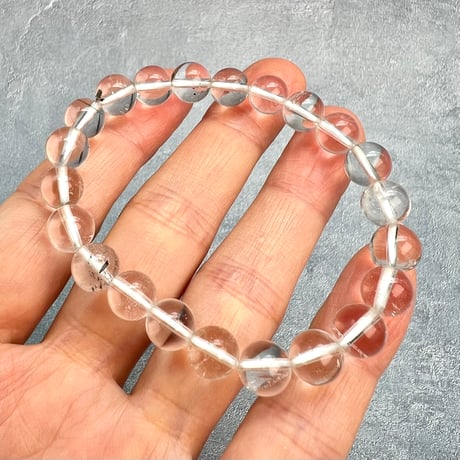 【ガネッシュヒマール産】天然ヒマラヤ水晶ブレスレット8mm内径15cm①/Ganesh Himal Himalayan Quartz Bracelet