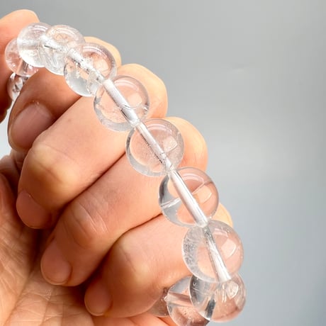 【カイラス産】"手磨き加工"天然ヒマラヤ水晶ブレスレット(10mm内径15cm)②/Kailash Himalayan Quartz Bracelet