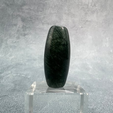 【ガネッシュヒマール産】アクチノライトイン天然ヒマラヤ水晶 樽型ビーズ/Ganesh Himal Actinolite in Himalayan Quartz barrel beads