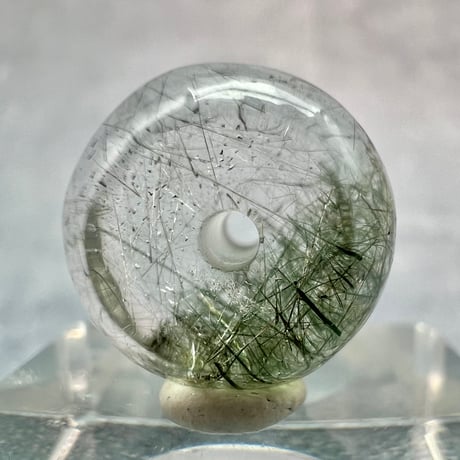 【ガネッシュヒマール産】アクチノライトイン天然ヒマラヤ水晶 タイヤ型ビーズ⑦/Ganesh Himal Actinolite in Himalayan Quartz Tire beads