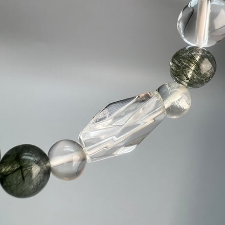 【デザインブレスレット】カイラス×ガネッシュヒマール天然ヒマラヤ水晶デザインブレスレット/Kailash×Ganesh Himal Himalayan Quartz Design Bracelet