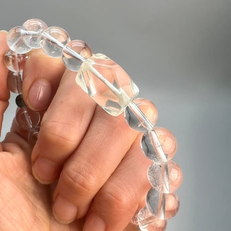 【デザインブレスレット】カイラス×ガネッシュヒマール天然ヒマラヤ水晶デザインブレスレット/Kailash×Ganesh Himal Himalayan Quartz Design Bracelet