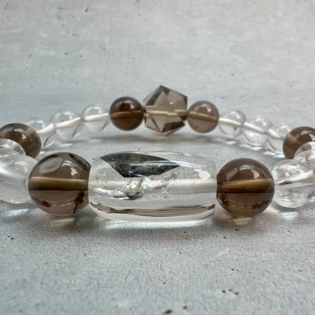【デザインブレスレット】ガネッシュヒマール×ガウリシャンカール天然ヒマラヤ水晶/Ganesh Himal×GauriShankar Himalayan Quartz Design Bracelet