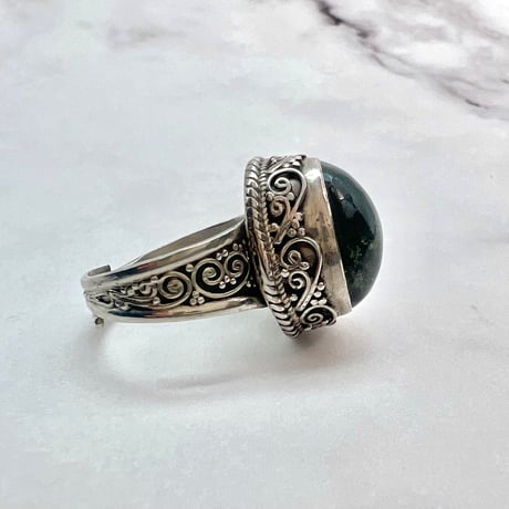 【ガネッシュヒマール産】クローライトイン天然ヒマラヤ水晶S/V925リング/Ganesh Himal Chlorite in Himalayan Quartz S/V925 Ring