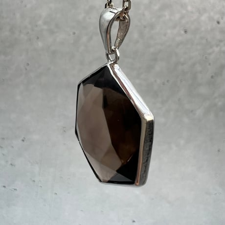 【ガウリシャンカール産】スモーキークォーツ"ヘキサゴン×六芒星" シルバー925 ペンダントトップ［D］/Gaurishankar Smorky Quartz Hexagram Pendant