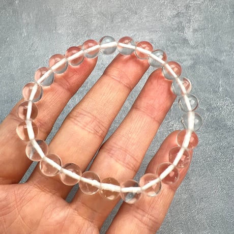 【ガネッシュヒマール産】"手磨き"天然ヒマラヤ水晶ブレスレット8mm内径17cm/Ganesh Himal Himalayan Quartz Bracelet