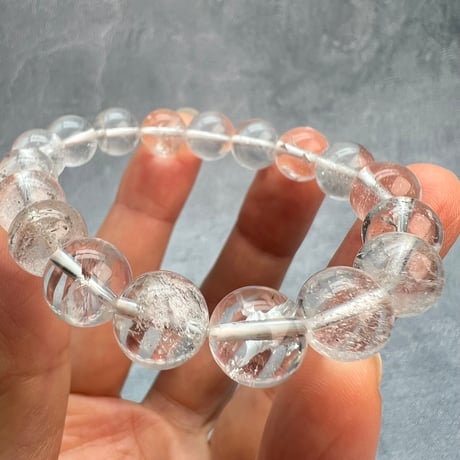 【カイラス産】"手磨き加工"天然ヒマラヤ水晶ブレスレット②/Kailash Himalayan Quartz Bracelet