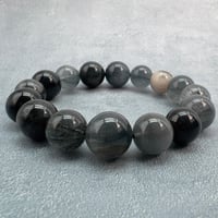 【ガネッシュヒマール産】アクチノライトイン天然ヒマラヤ水晶ブレスレット/Ganesh Himal Actinorite in Himalayan Quartz Bracelet