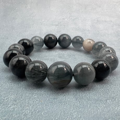 【ガネッシュヒマール産】アクチノライトイン天然ヒマラヤ水晶ブレスレット/Ganesh Himal Actinorite in Himalayan Quartz Bracelet
