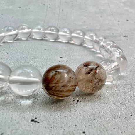 【ガネッシュヒマール産】天然ヒマラヤ水晶"ハート"デザインブレスレット/Ganesh Himal Himalayan Quartz "Heart"Design Bracelet