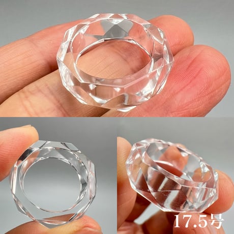 【ガネッシュヒマール産】天然ヒマラヤ水晶ファセットリング(16号〜19.5号) /Ganesh Himal Himalayan Quartz Facet Ring