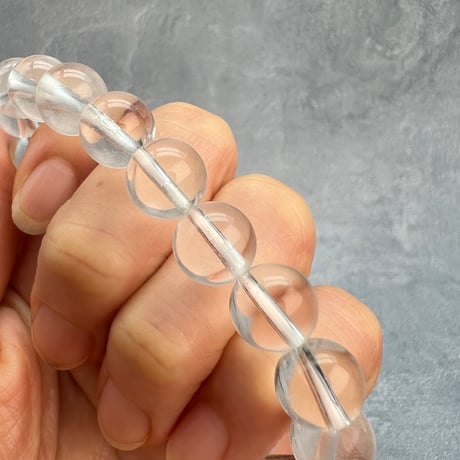 【カイラス産】"手磨き加工"天然ヒマラヤ水晶ブレスレット10mm内径16/Kailash Himalayan Quartz Bracelet