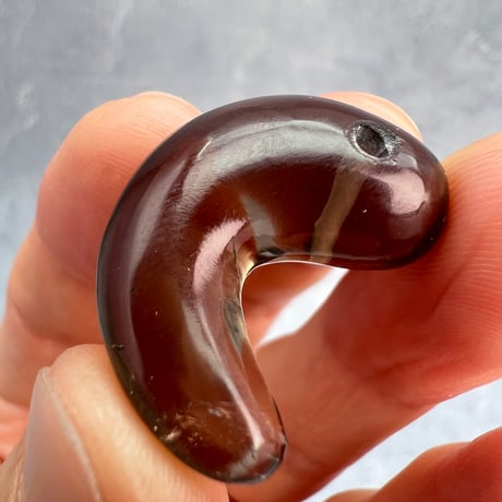 【ガウリシャンカール産】天然ヒマラヤスモーキークォーツ"手磨き加工"勾玉ビーズ④/Gaurishankar Himalayan Smoky  Quartz Magatama Beads
