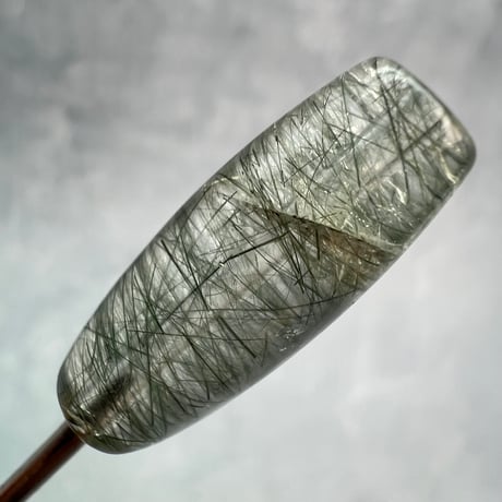 【ガネッシュヒマール産】アクチノライトイン天然ヒマラヤ水晶 樽型ビーズ③/Ganesh Himal Actinolite in Himalayan Quartz barrel beads
