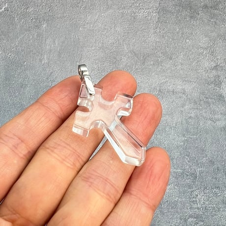 【ガネッシュヒマール産】天然ヒマラヤ水晶クロスペンダントトップ⑤/Ganesh Himal Himalayan Quartz Cross Pendant Top