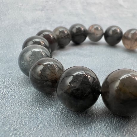 【ガネッシュヒマール産】アクチノライトイン天然ヒマラヤ水晶ブレスレット⑥/Ganesh Himal Actinorite in Himalayan Quartz Bracelet