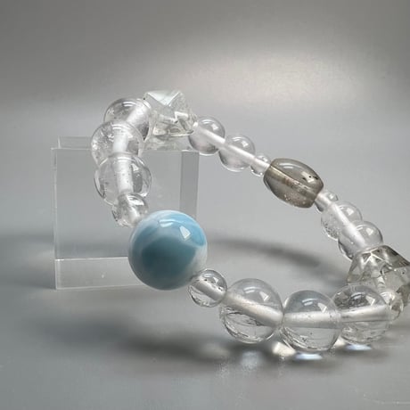 【デザインブレスレット】ラリマー×天然ヒマラヤ水晶デザインブレスレット/Larimer×Himalayan Quartz Design Bracelet