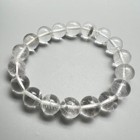 【カイラス産】"手磨き加工"天然ヒマラヤ水晶ブレスレット(10mm内径15cm)①/Kailash Himalayan Quartz Bracelet