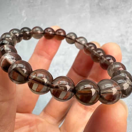 ハイクオリティ【ガウリシャンカール産】天然ヒマラヤスモーキークォーツブレスレット(8mm内径15cm)/Gaurishankar Himalayan Smoky Quartz Bracelet