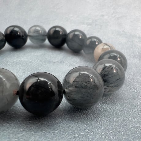 【ガネッシュヒマール産】アクチノライトイン天然ヒマラヤ水晶ブレスレット/Ganesh Himal Actinorite in Himalayan Quartz Bracelet