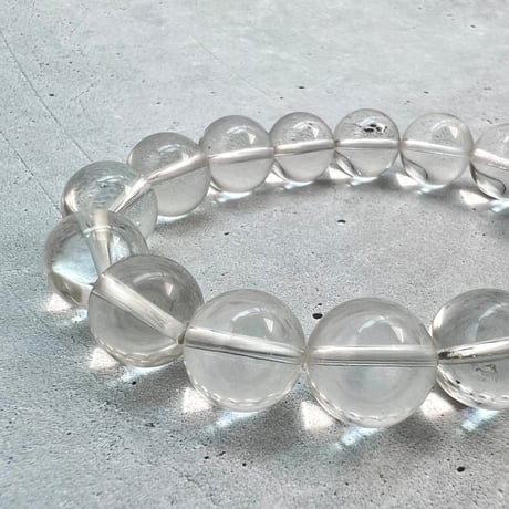 【カイラス産】"手磨き"天然ヒマラヤ水晶ブレスレット12mm内径16cm/Kailash Himalayan Quartz Bracelet