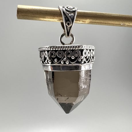 【ガウリシャンカール産】天然ヒマラヤスモーキークォーツ シルバー925ペンダントトップ/GauriShankar Himalayan Smoky Quartz S/V925Pendant Top