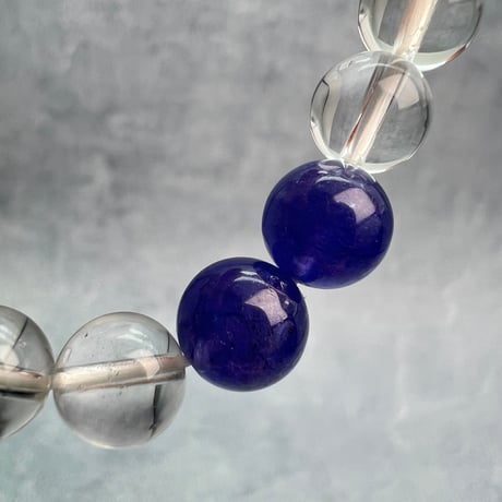 【デザインブレスレット】ガネッシュヒマール産ヒマラヤ水晶×タンザナイトデザインブレスレット②/Ganesh Himal Himalayan Quartz+Tanzanite