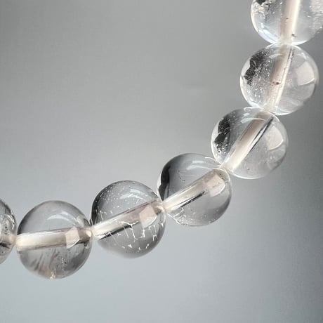 【カイラス産】"手磨き加工"天然ヒマラヤ水晶ブレスレット(8mm内径15cm)/Kailash Himalayan Quartz Bracelet
