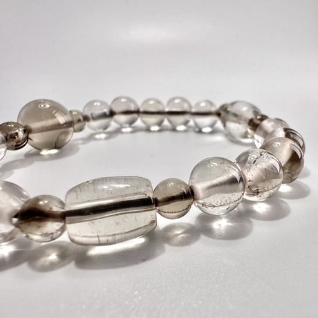 ガウリシャンカール産"手磨き加工"天然ヒマラヤスモーキークォーツ デザインブレスレット⑦ Gaurishankar SmokyQuartz Design Bracelet
