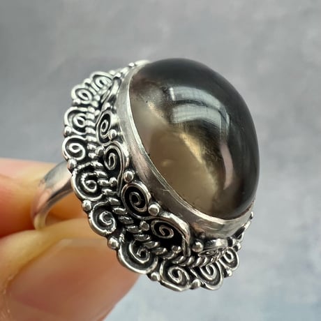 【ガウリシャンカール産】天然ヒマラヤスモーキークォーツ シルバー925デザインリング/GauriShankar Smoky Quartz Silver925 Design Ring