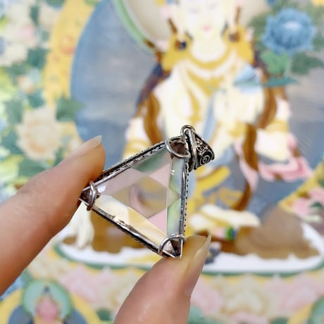 【ガネッシュヒマール産】天然ヒマラヤ水晶六芒星トライアングルS/Vペンダントトップ ハンドメイド