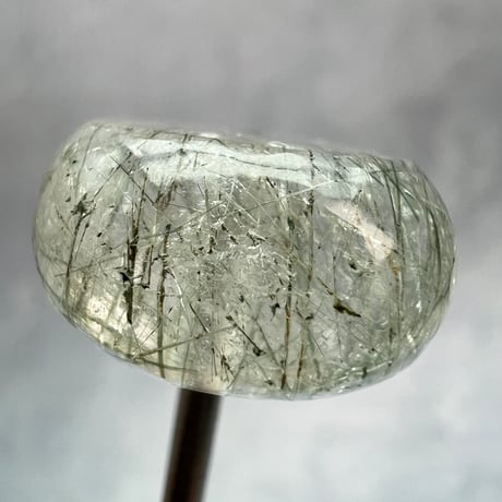 【ガネッシュヒマール産】アクチノライトイン天然ヒマラヤ水晶 タイヤ型ビーズ③/Ganesh Himal Actinolite in Himalayan Quartz Tire beads