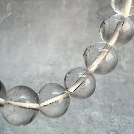 【カイラス産】"手磨き加工"天然ヒマラヤ水晶ブレスレット①10mm内径15cm /Kailash Himalayan Quartz Bracelet