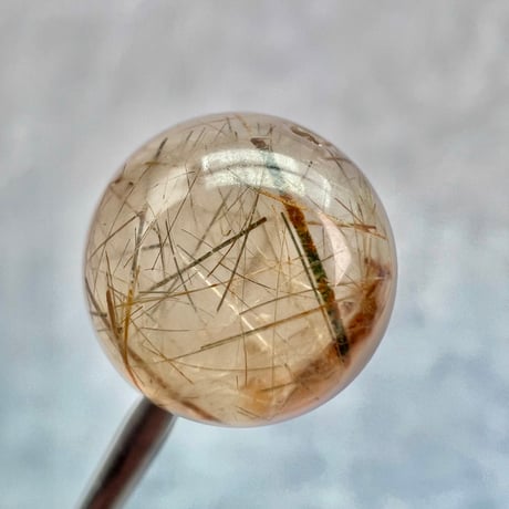 【ガネッシュヒマール産】アクチノライトイン天然ヒマラヤ水晶ビーズ⑫/Ganesh Himal Actinolite in Himalayan Quartz beads