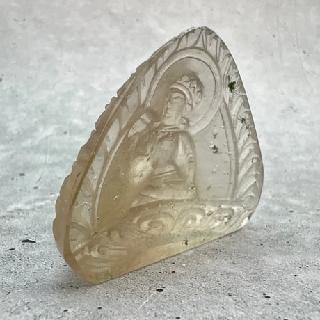 【ガウリシャンカール産】天然ヒマラヤレモンスモーキークォーツ "ホワイトターラ"仏像/Gaurishankar Himalayan Lemon Smoky "Green Tara"Statue