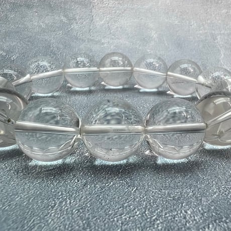 【カイラス産】"手磨き"天然ヒマラヤ水晶 ブレスレット16mm内径18cm/Kailash Himalayan Quartz Bracelet