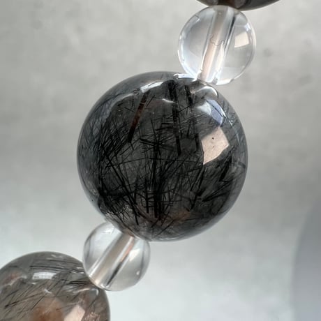 【ガネッシュヒマール産】アクチノライトイン天然ヒマラヤ水晶デザインブレスレット/Ganesh Himal Actinolite in Himalayan Quartz Design Bracelet