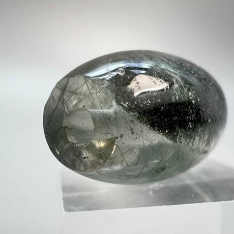 【ガネッシュヒマール産】アクチノライト&クローライトイン天然ヒマラヤ水晶 樽型ビーズ/Ganesh Himal Actinolite&Chlorite in Himalayan Quartz