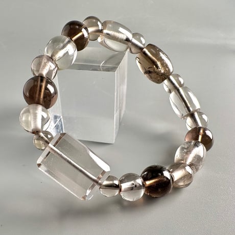 ガウリシャンカール産"手磨き加工"天然ヒマラヤスモーキークォーツ デザインブレスレット Gaurishankar SmokyQuartz Design Bracelet